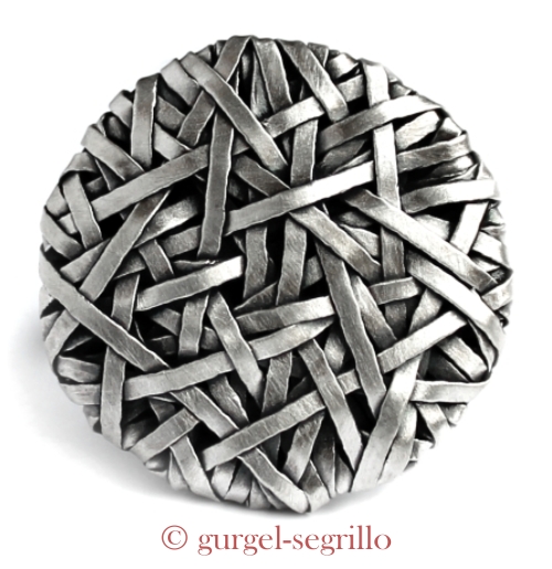 handmade jewelley by cork-based designer p gurgel-segrillo: woven series disc pendant, in fine silver